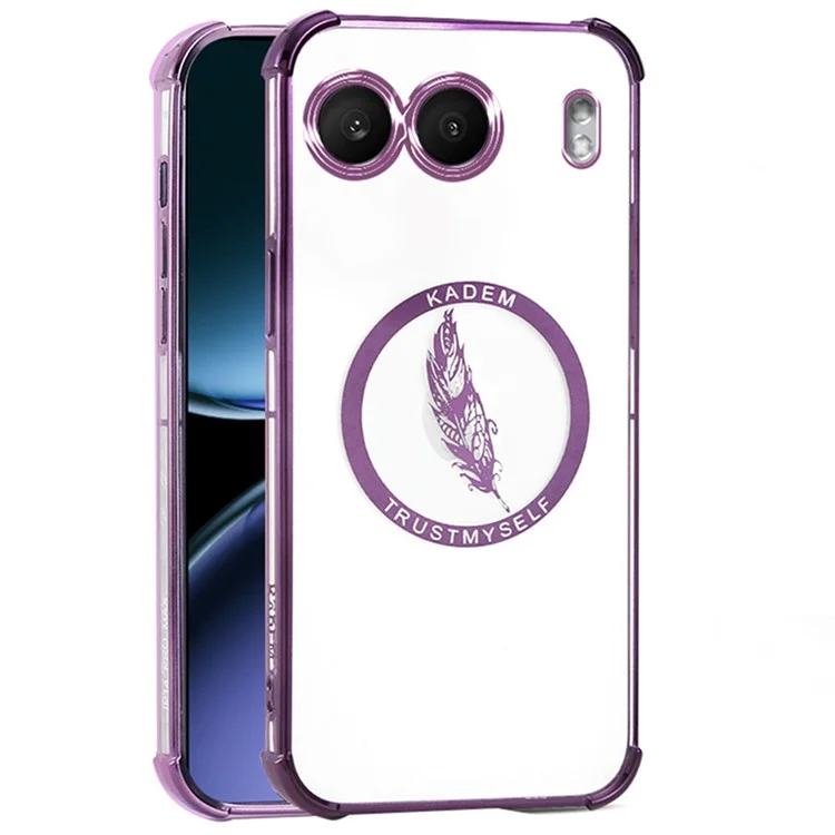KADEM For OnePlus Nord 4 Case TPU Clear Phone Cover Feather Pattern - Purple