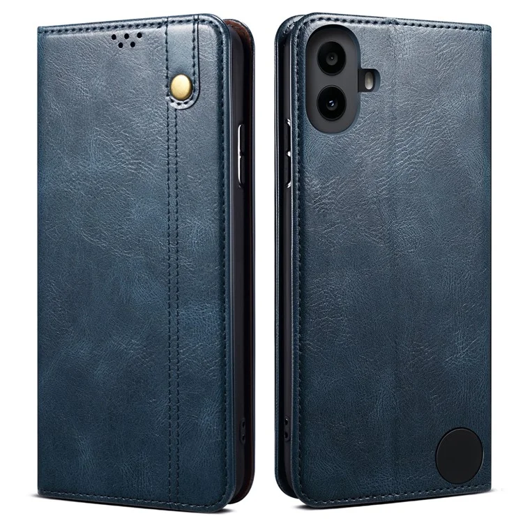 Для Nothing CMF Phone 1 Case Crazy Horse Texture Waxy Leather Wallet Stand Cover - Blue