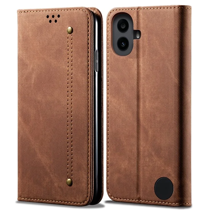 Чехол для телефона For Nothing CMF Phone 1 из джинсовой ткани с текстурой, устойчивый к царапинам, с подставкой - кофейный