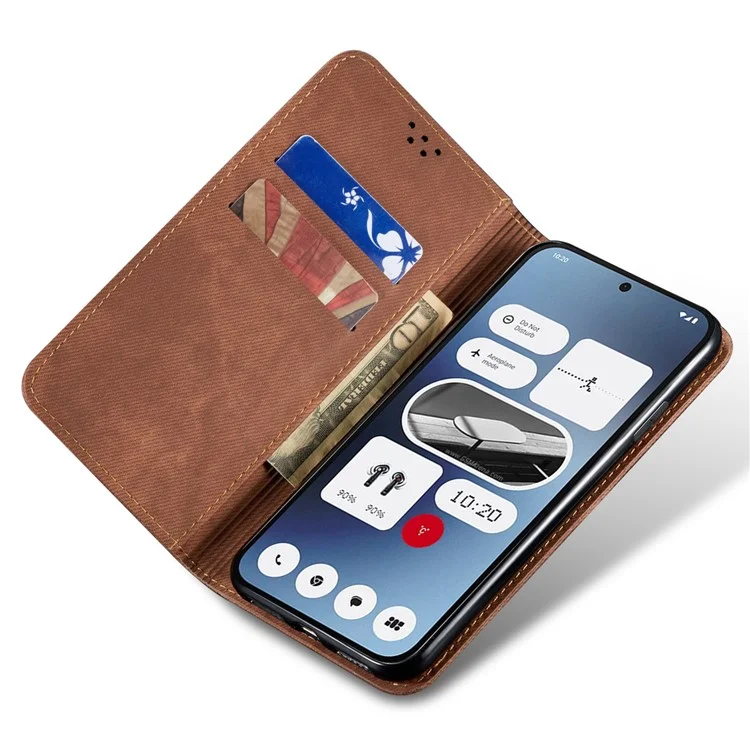 Чехол для телефона For Nothing CMF Phone 1 из джинсовой ткани с текстурой, устойчивый к царапинам, с подставкой - кофейный