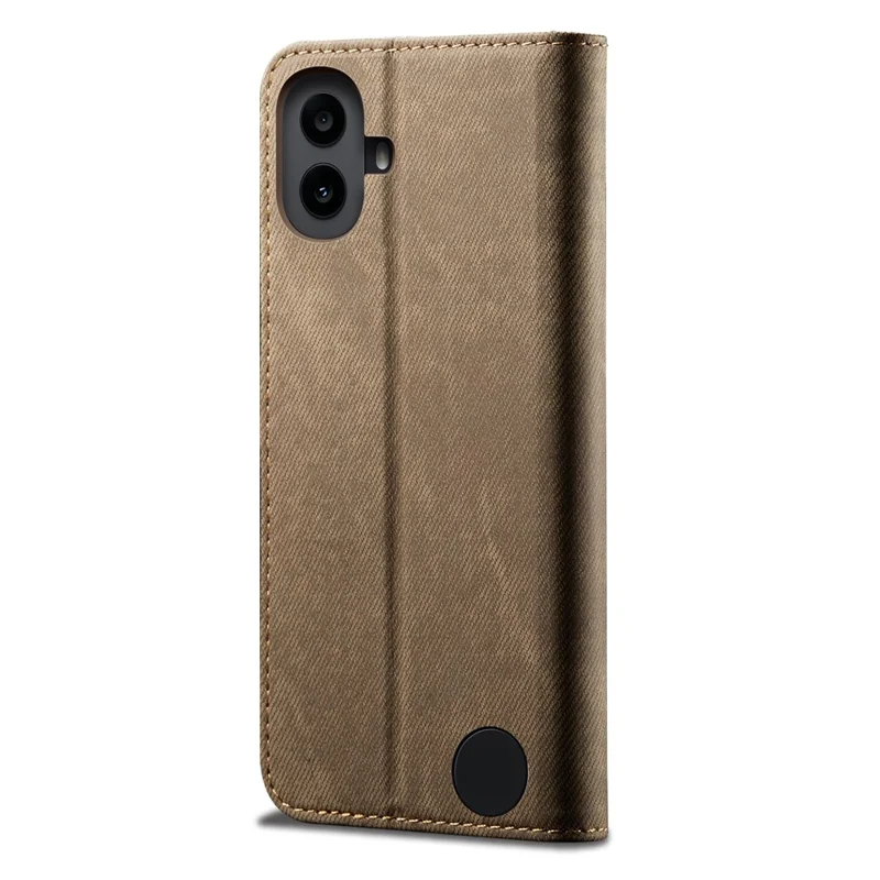 For Nothing CMF Phone 1 Case Jeans Cloth Texture Anti-Scratch Leather Stand Phone Cover - Khaki