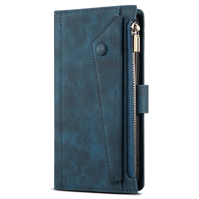 Esele Star Series Para Motorola Edge 50 5G Case de Estuche Con Cremallera Cubierta de Teléfono de Cuero de Billetera - Azul