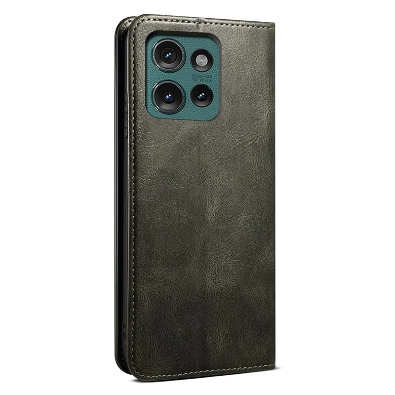 Per Motorola Edge 50 5G Case Crazy Horse Texture Waxy Leather Wallet Stand Cover - Verde
