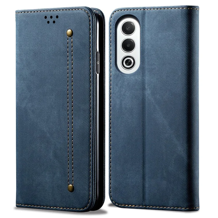 Para Oppo K12x 5G (India) Case Jeans Textura de Tela de Tela Anti-Scratch Cuero Cover Phone - Azul