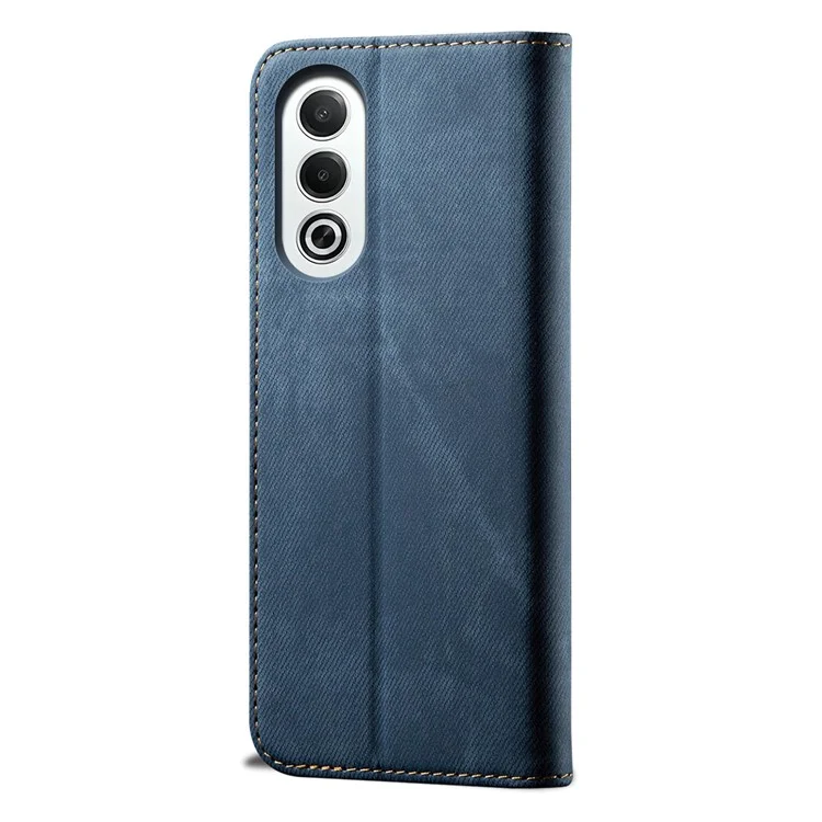 Para Oppo K12x 5G (India) Case Jeans Textura de Tela de Tela Anti-Scratch Cuero Cover Phone - Azul