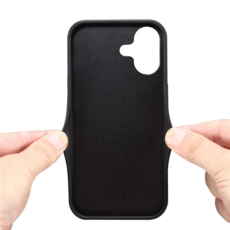 DENIOR For iPhone 16 Case Dual Card Slots PU Leather+TPU+PC Phone Cover - Brown