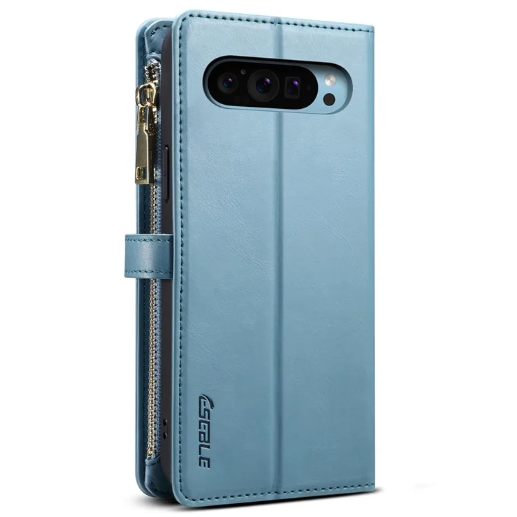Серия Eseble Galaxy Для Google Pixel 9 Pro / Pixel 9 Case Leather -zipper Phone Cope Blocking Blocking - Синий