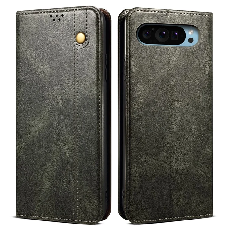 Pour Google Pixel 9 Pro / Pixel 9 Case Crazy Horse Texture Couvercle de Support de Portefeuille en Cuir Cireux - Vert