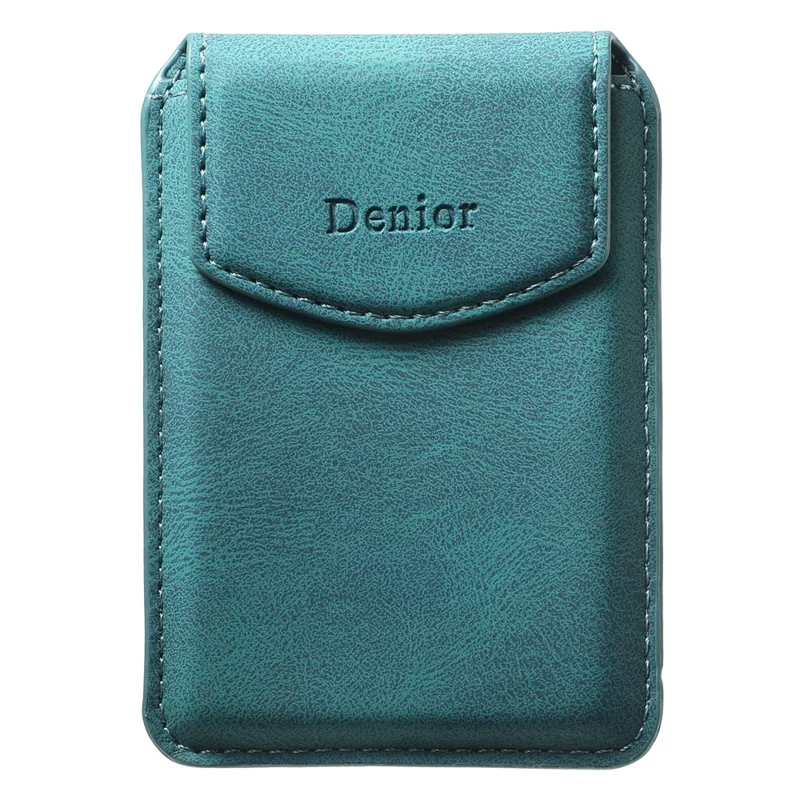 DENIOR V12 Magnetic Card Holder Skin-Touch PU Leather Phone Card Bag - Blue