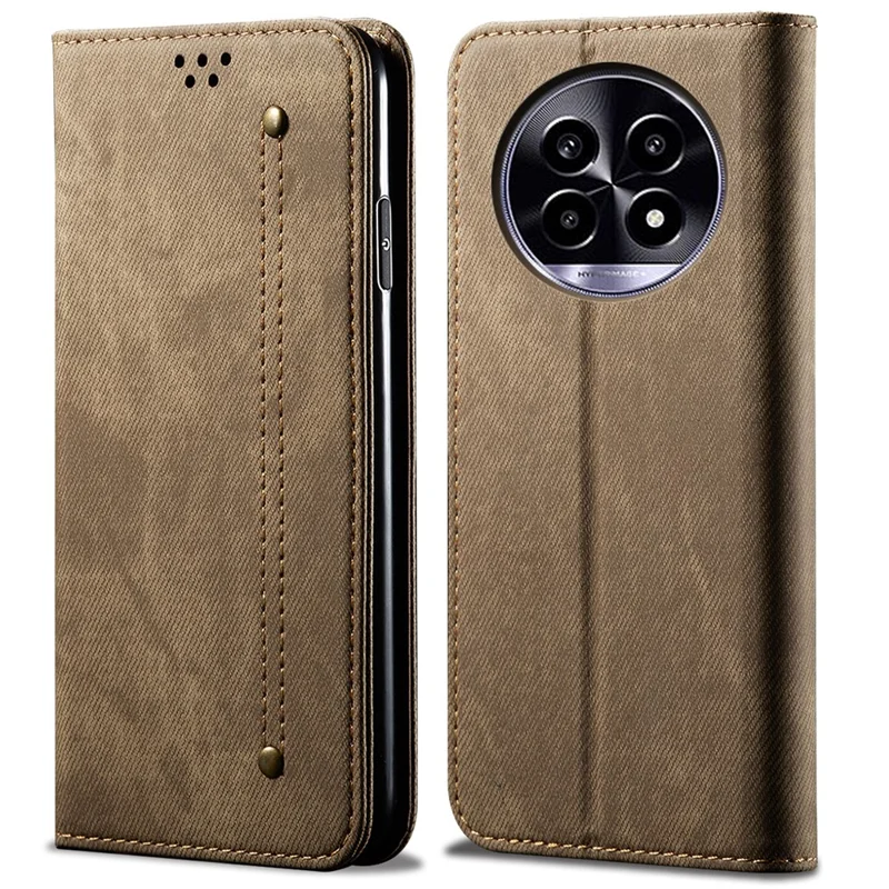 Per Realme 13 Pro 5G Case Jeans Texture in Stoffa Copertina Per Telefono in Pelle Anti-scratch - Cachi