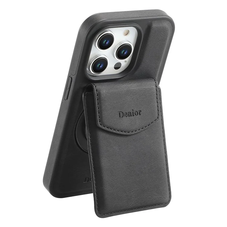 Denior D20 Para Iphone 15 Pro Case Bag Desmontable Bolsa Rotary Kickstand de Patada+pc+tpu Cubierta - Negro