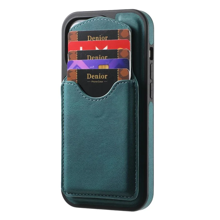 Denor D19 Pour Iphone 15 Pro Magnetic Case Leather + pc + Tpu Couvercle Avec Sac de Carte Détachable - Bleu