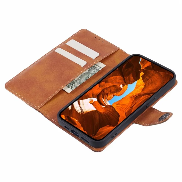 For Honor X6b 4G Case Splicing Texture Leather Phone Cover Viewing Stand - Brown