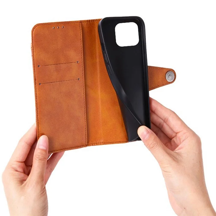 For Honor X6b 4G Case Splicing Texture Leather Phone Cover Viewing Stand - Brown