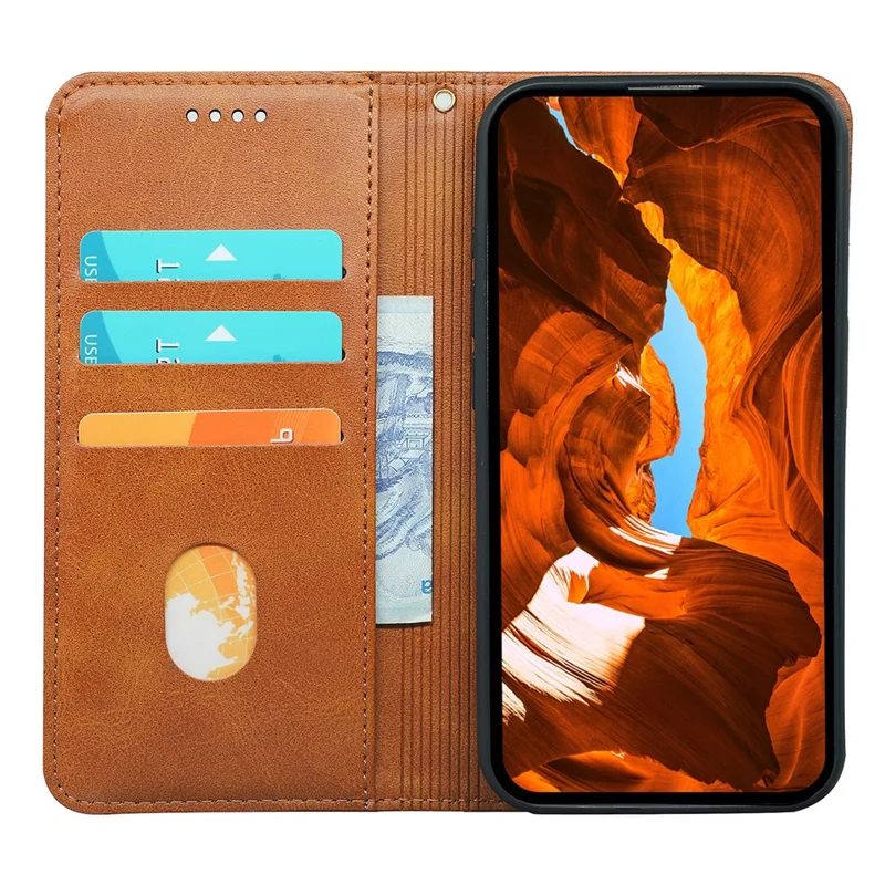 For Honor X6b 4G Case Strong Magnetic PU Leather Phone Cover Calf Texture - Khaki