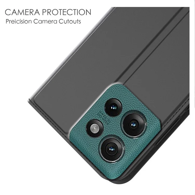 Für Motorola Edge 50 5G Case PU Leder Handyhülle mit Kartenfach Ständer Magnetverschluss - Schwarz