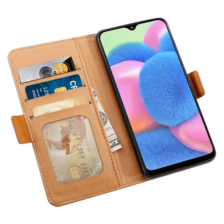 Para Motorola Edge 50 5g Camship Color Spliting PU Leather Willet Telep Cubierta - Marrón
