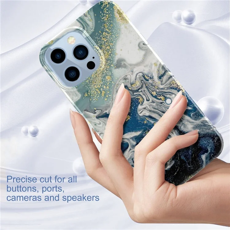 Drop-proof Phone Case For iPhone 14 Pro, GW18 IMD Marble Pattern Scratch-resistant PC+TPU Phone Cover -  Style F