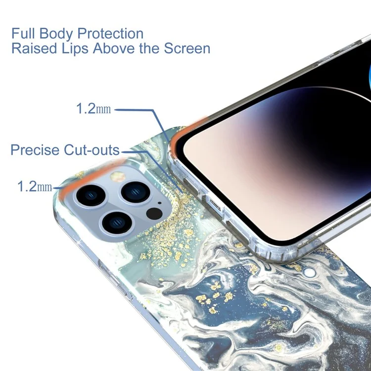 Drop-proof Phone Case For iPhone 14 Pro, GW18 IMD Marble Pattern Scratch-resistant PC+TPU Phone Cover -  Style F