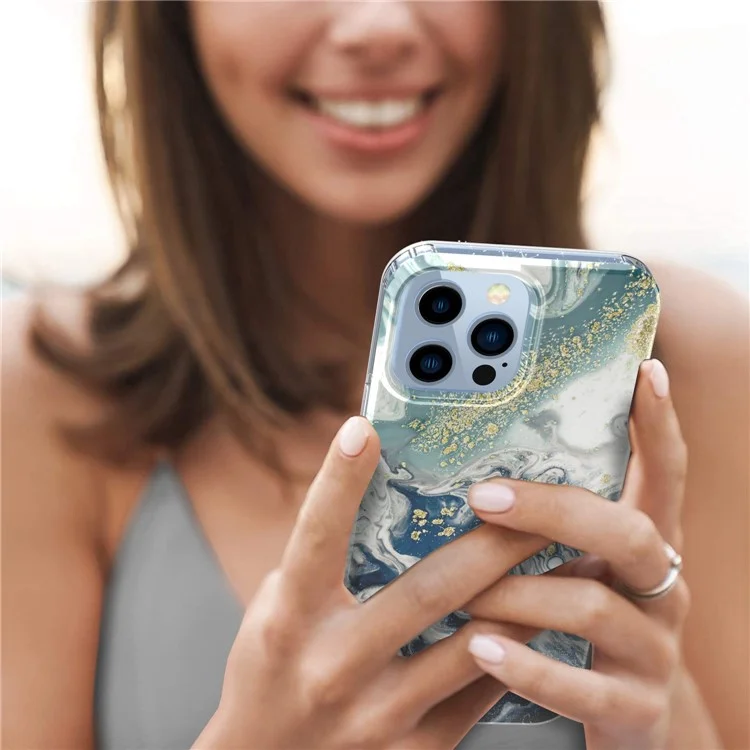 Drop-proof Phone Case For iPhone 14 Pro, GW18 IMD Marble Pattern Scratch-resistant PC+TPU Phone Cover -  Style F