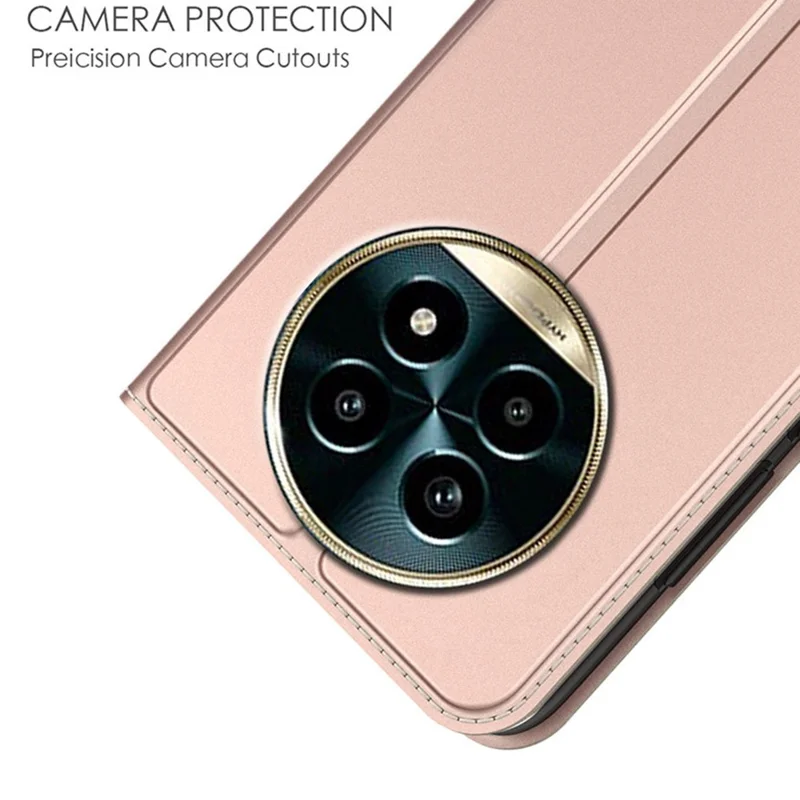 For Realme 13 Pro 5G (Global) / 13 Pro+ 5G (Global) Case PU Leather Phone Cover with Card Holder Stand Magnetic Closure - Rose Gold