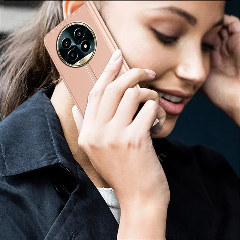 For Realme 13 Pro 5G (Global) / 13 Pro+ 5G (Global) Case PU Leather Phone Cover with Card Holder Stand Magnetic Closure - Rose Gold