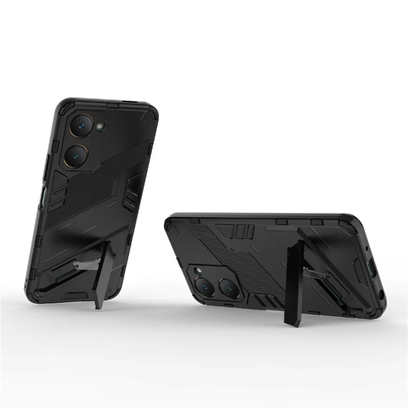 Для Vivo Y03 Case PC+TPU Shockper Phone Cope с Kickstand - Черный