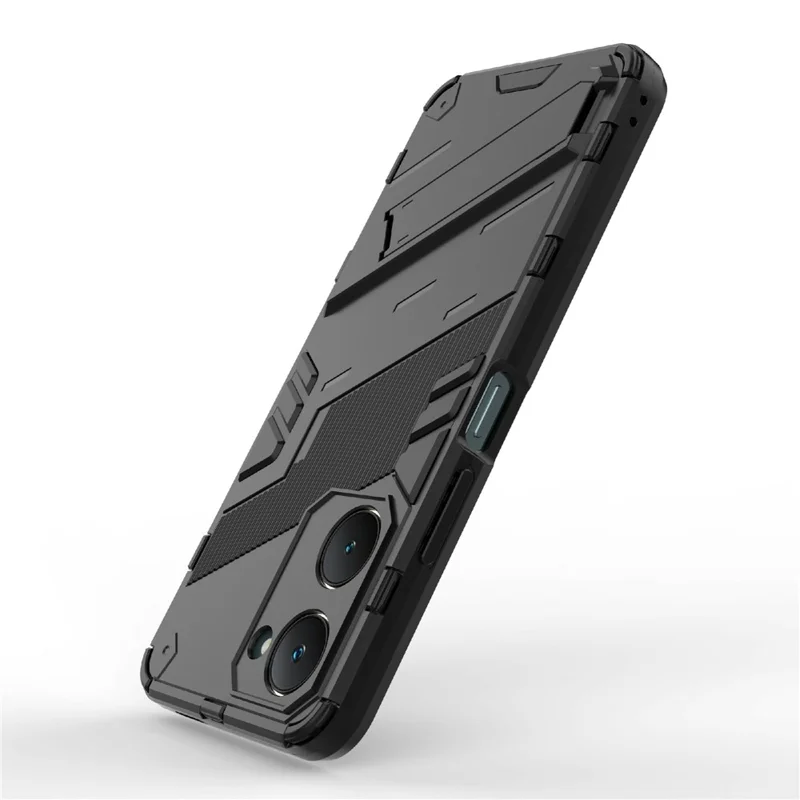 Для Vivo Y03 Case PC+TPU Shockper Phone Cope с Kickstand - Черный