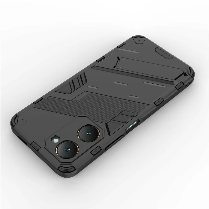 Для Vivo Y03 Case PC+TPU Shockper Phone Cope с Kickstand - Черный