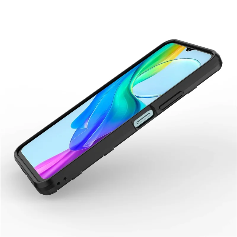 Для Vivo Y03 Case PC+TPU Shockper Phone Cope с Kickstand - Черный
