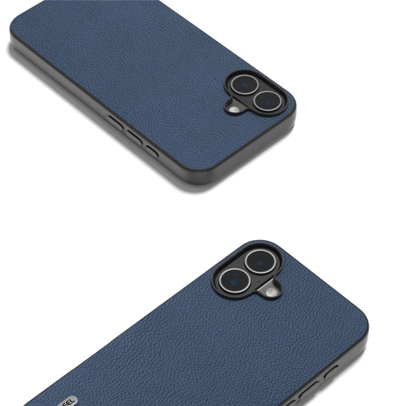 ABEEL For iPhone 16 Plus Cases Genuine Cow Leather+PC+TPU Phone Cover - Blue