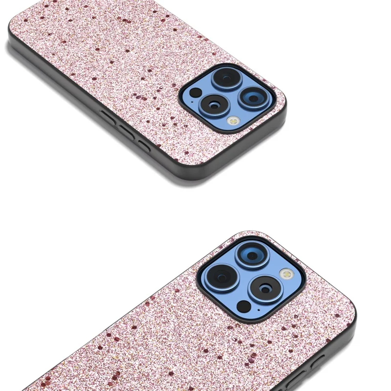 Para Iphone 16 Pro Max Case Glitter Design PU+PC+TPU Protective Telep Cubierta - Rosa