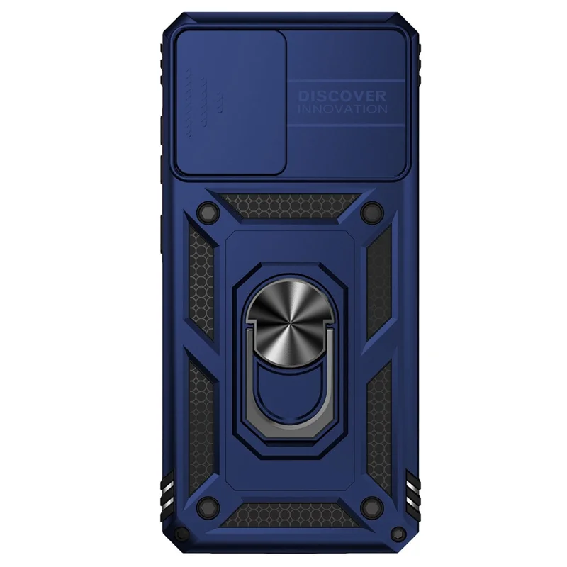 For Samsung Galaxy S20 Plus 4G / 5G Hard PC + Soft TPU Phone Case with Metal Ring Kickstand and Slide Camera Protection - Blue