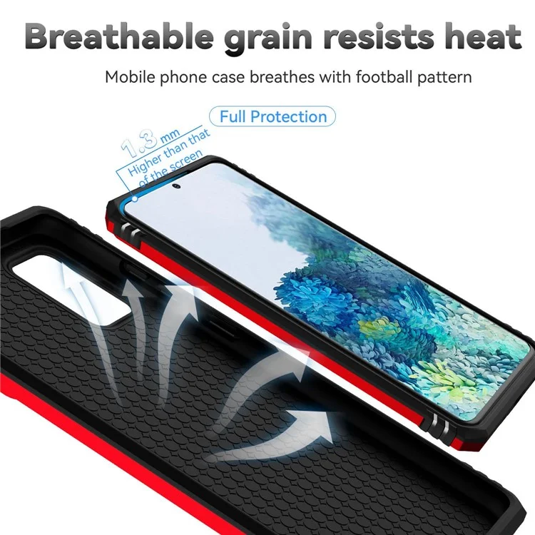 Per Samsung Galaxy S20 Plus 4G / 5G Custodia rigida in PC + TPU morbido con supporto ad anello in metallo e protezione scorrevole per la fotocamera - Rosso