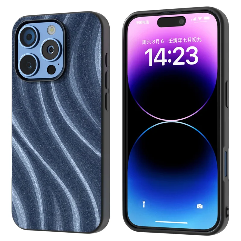Für Das Iphone 16 Pro Max Case Milky Way Muster PU+PC+TPU Schockdelie -telefonabdeckung - Blau