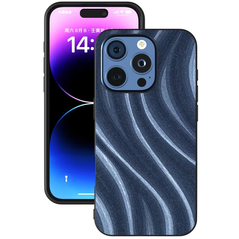 Für Das Iphone 16 Pro Max Case Milky Way Muster PU+PC+TPU Schockdelie -telefonabdeckung - Blau