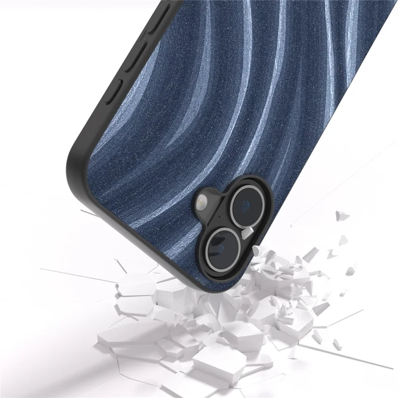 Pour Iphone 16 Plus Case Milky Way Pattern pu + pc + Tpu Thephop Tephel Cover - Bleu