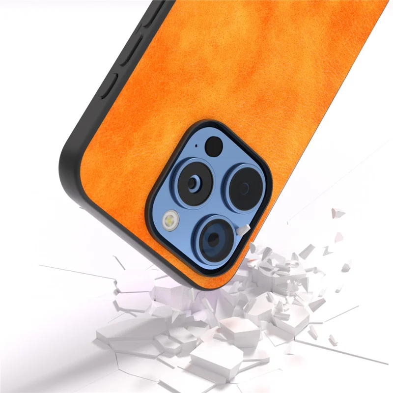 Pour Iphone 16 Pro Max Case Litchi Texture PU Leather + pc + Tpu Téléphone Couverture - Orange