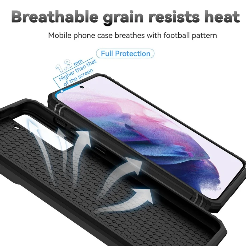 Étui de protection en métal avec support de bague pour Samsung Galaxy S21 4G / 5G, coque de téléphone en PC dur + TPU souple avec protection coulissante pour l'appareil photo - Noir