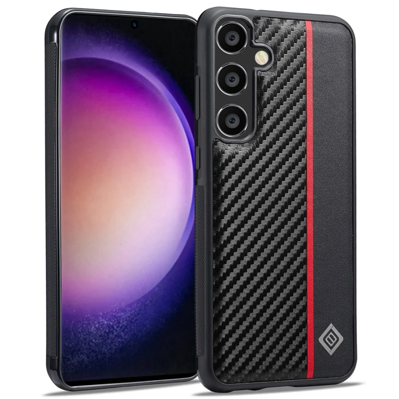 LC.IMEEKE For Samsung Galaxy S24 FE Case Carbon Fiber Texture Leather+TPU+EVA Phone Cover