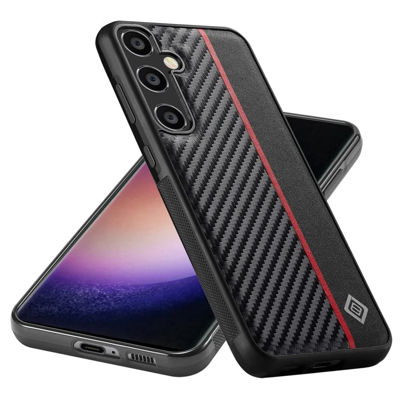 LC.IMEEKE For Samsung Galaxy S24 FE Case Carbon Fiber Texture Leather+TPU+EVA Phone Cover