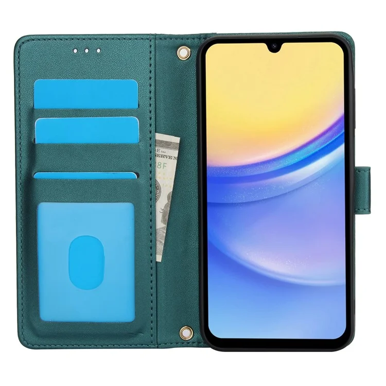 SY-003 For Samsung Galaxy A16 5G / A16 4G Case PU Leather Stand View Phone Wallet Cover with Hand Strap - Green