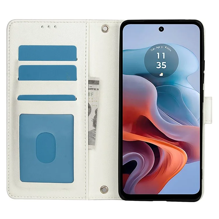 SY-003 Per Motorola Moto G04 4G / G24 4G Case PU in Pelle PU Visualizza Coperchio Del Polachet - Bianco