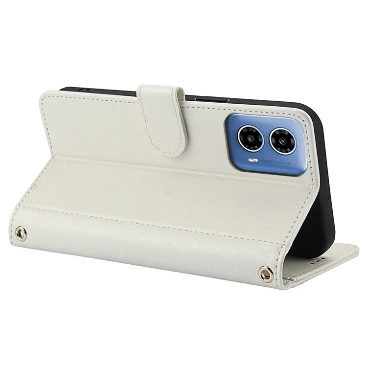 SY-003 Per Motorola Moto G04 4G / G24 4G Case PU in Pelle PU Visualizza Coperchio Del Polachet - Bianco