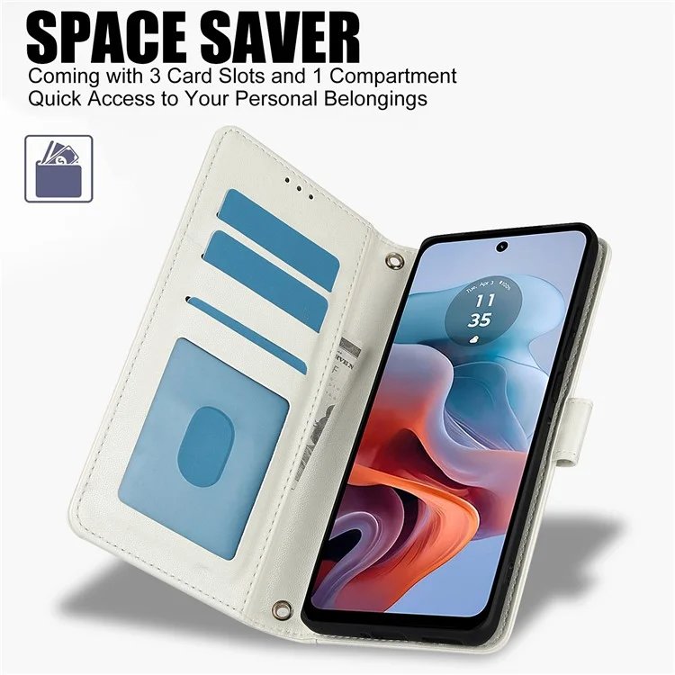 SY-003 Per Motorola Moto G04 4G / G24 4G Case PU in Pelle PU Visualizza Coperchio Del Polachet - Bianco