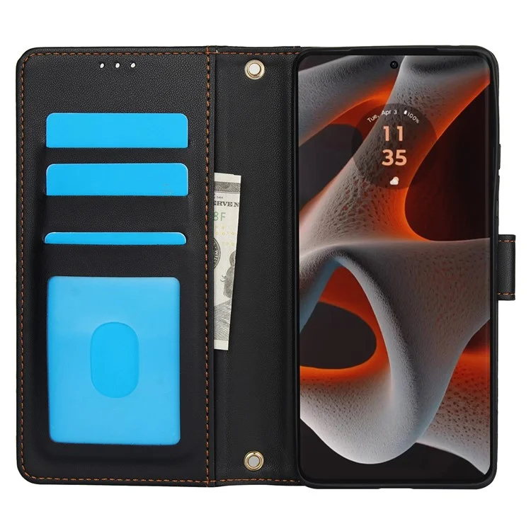 SY-003 Für Motorola Moto G Power (2024) Hülle Pu-lederständer Telefon Brieftasche Mit Handgurt - Schwarz