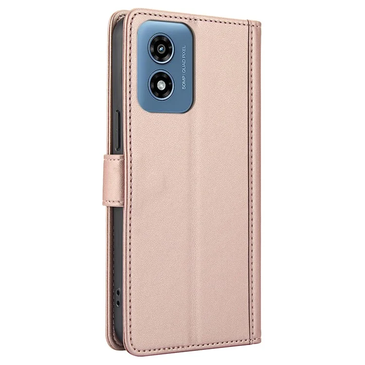 SY-003 Für Motorola Moto G 5G (2024) / Moto G Play 5G (2024) Hülle PU Leather Stand View Telefon Brieftaschenabdeckung Mit Handgurt - Rosa