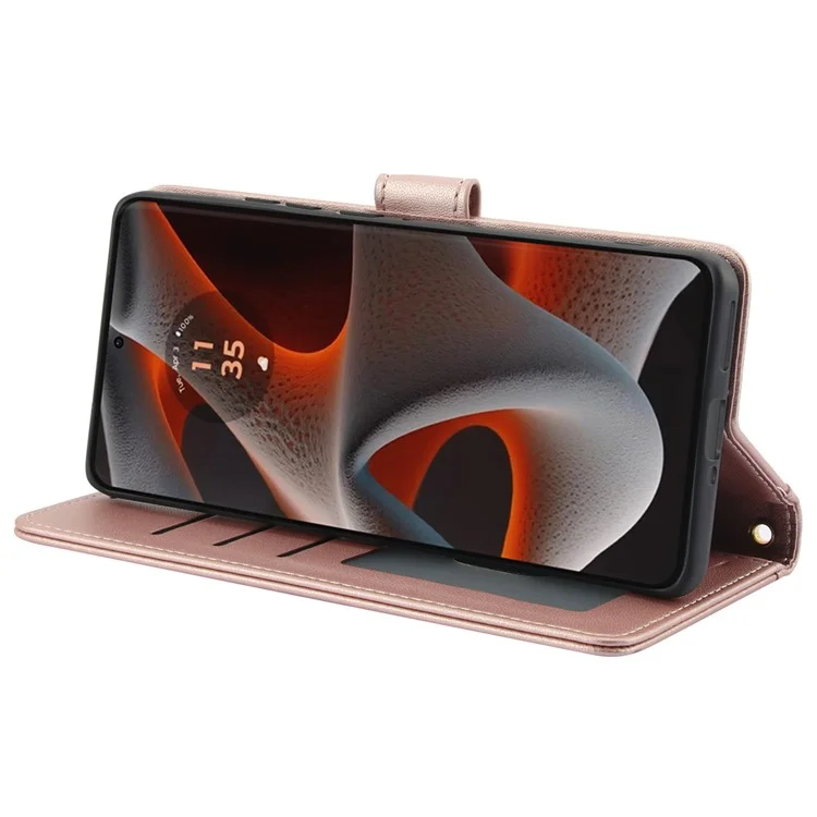 SY-003 Für Motorola Moto G 5G (2024) / Moto G Play 5G (2024) Hülle PU Leather Stand View Telefon Brieftaschenabdeckung Mit Handgurt - Rosa
