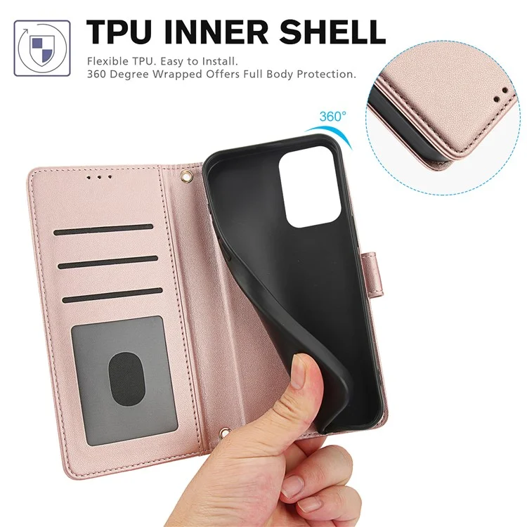 SY-003 Für Motorola Moto G 5G (2024) / Moto G Play 5G (2024) Hülle PU Leather Stand View Telefon Brieftaschenabdeckung Mit Handgurt - Rosa