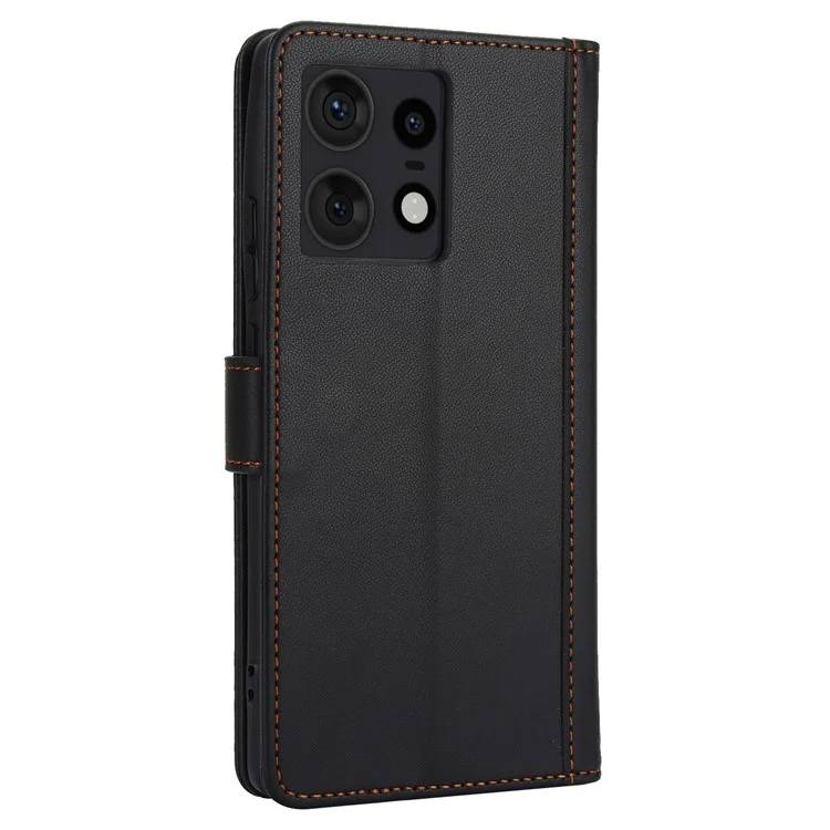SY-003 Para Motorola Edge 50 Pro 5G Case PU PU Stand Vista Cubierta de Teléfono Con Correa de Mano - Negro